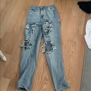 High rise ripped mom jeans